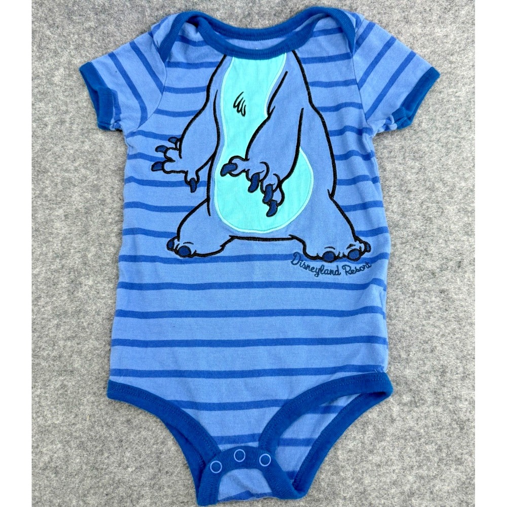 Disney Parks Stitch Baby Boy One Piece 24 Month Blue‎ Snap Spring Summer EUC